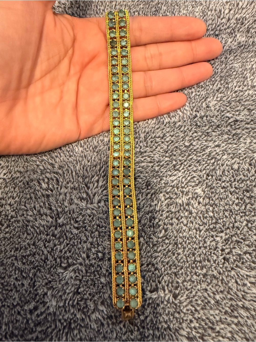 Gold-Tone Bracelet with Aqua Blue Stones